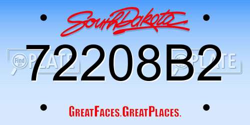 72208B2 South Dakota License Plate