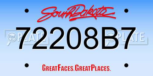 72208B7 South Dakota License Plate