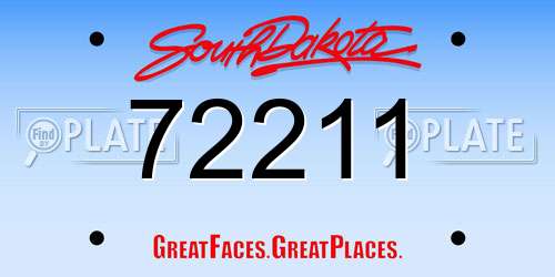 72211 South Dakota License Plate