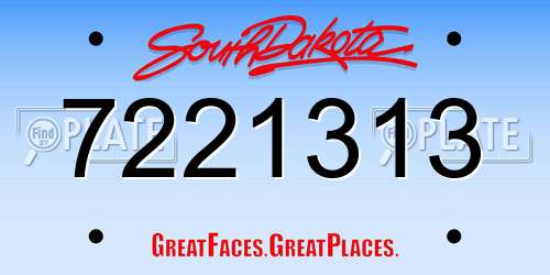 7221313 South Dakota License Plate