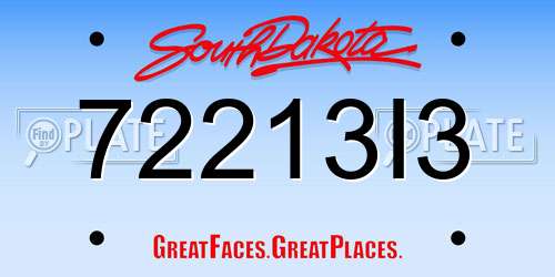 72213I3 South Dakota License Plate