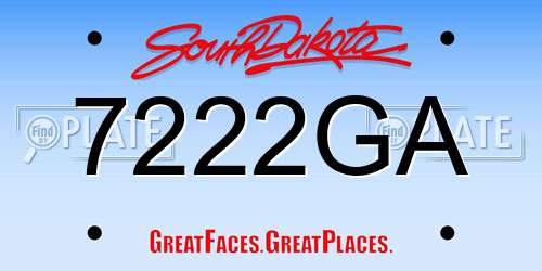 7222GA South Dakota License Plate