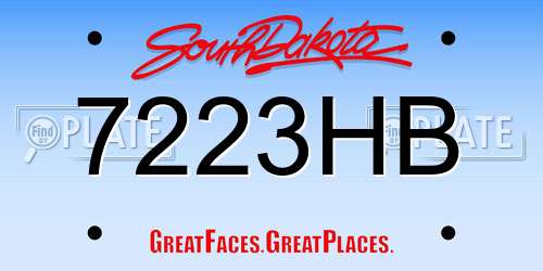 7223HB South Dakota License Plate