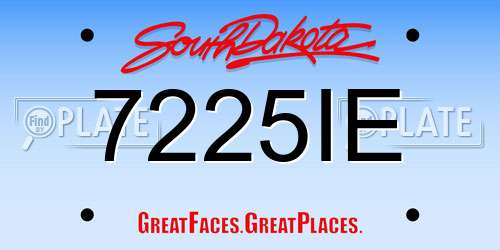 7225IE South Dakota License Plate
