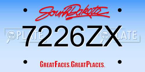 7226ZX South Dakota License Plate