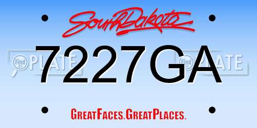 7227GA South Dakota License Plate
