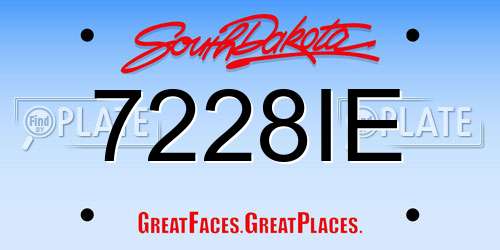 7228IE South Dakota License Plate