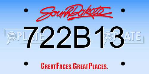 722B13 South Dakota License Plate