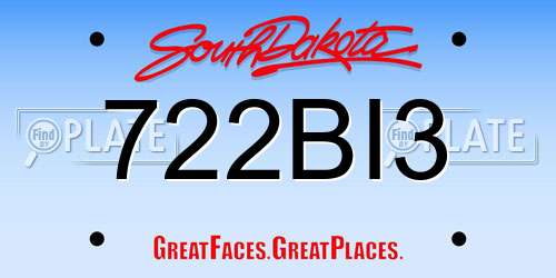 722BI3 South Dakota License Plate