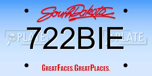 722BIE South Dakota License Plate