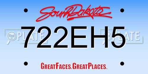 722EH5 South Dakota License Plate