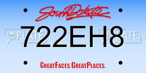 722EH8 South Dakota License Plate