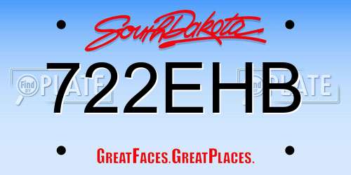 722EHB South Dakota License Plate