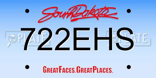 722EHS South Dakota License Plate
