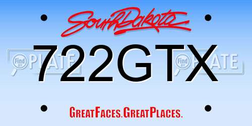 722GTX South Dakota License Plate