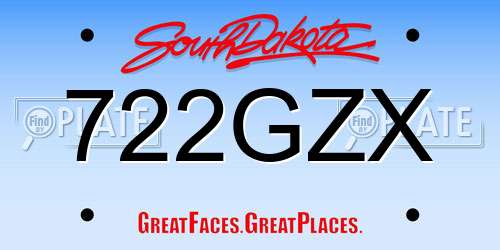 722GZX South Dakota License Plate