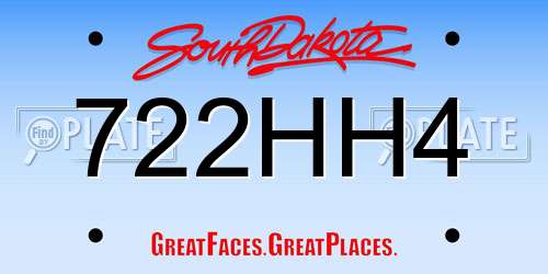 722HH4 South Dakota License Plate