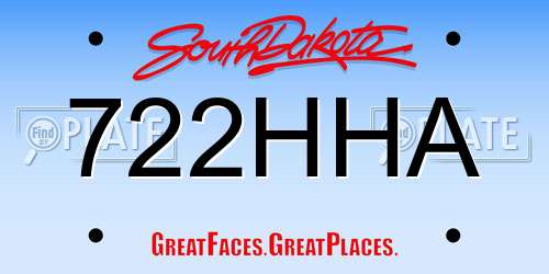 722HHA South Dakota License Plate