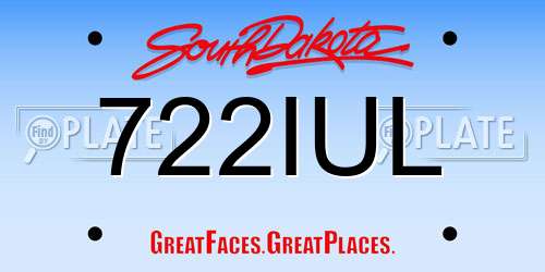722IUL South Dakota License Plate