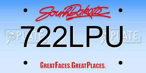 722LPU South Dakota License Plate