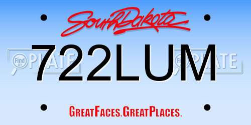 722LUM South Dakota License Plate