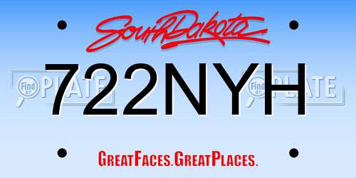 722NYH South Dakota License Plate