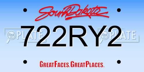 722RY2 South Dakota License Plate