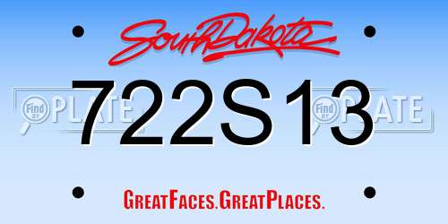 722S13 South Dakota License Plate