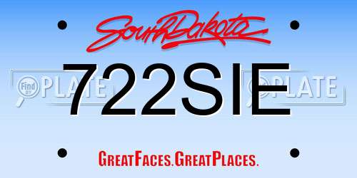 722SIE South Dakota License Plate