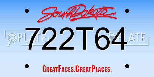 722T64 South Dakota License Plate