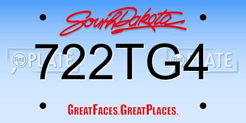 722TG4 South Dakota License Plate