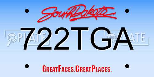 722TGA South Dakota License Plate