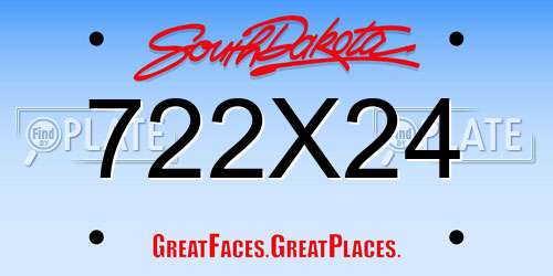 722X24 South Dakota License Plate