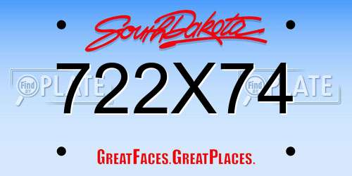 722X74 South Dakota License Plate