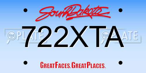 722XTA South Dakota License Plate