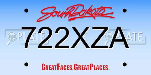 722XZA South Dakota License Plate