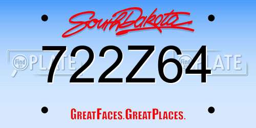 722Z64 South Dakota License Plate