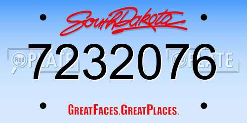 7232076 South Dakota License Plate