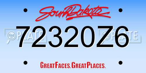 72320Z6 South Dakota License Plate