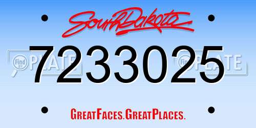 7233025 South Dakota License Plate