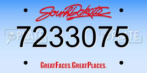 7233075 South Dakota License Plate