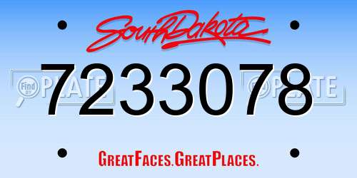 7233078 South Dakota License Plate