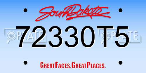 72330T5 South Dakota License Plate