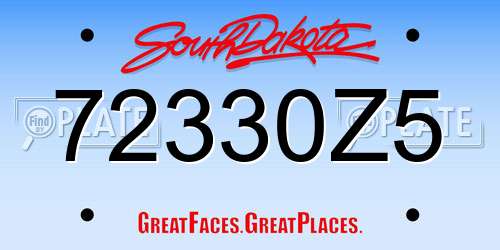 72330Z5 South Dakota License Plate