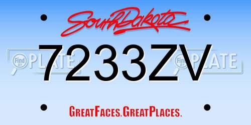 7233ZV South Dakota License Plate