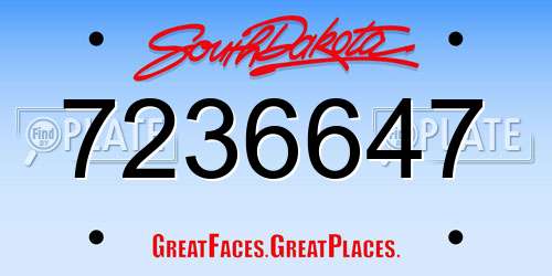 7236647 South Dakota License Plate
