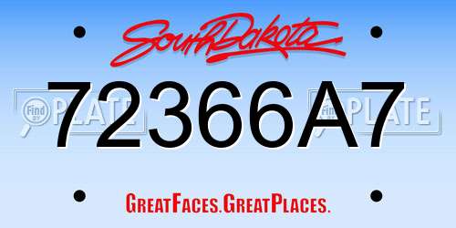 72366A7 South Dakota License Plate