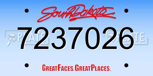 7237026 South Dakota License Plate
