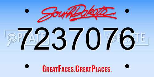 7237076 South Dakota License Plate