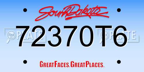 72370T6 South Dakota License Plate
